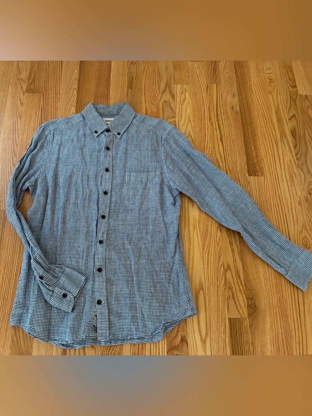 Taylor Stitch the Jack in charcoal gingham linen, size 38